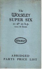Wolseley Super Six 21 & 25 HP