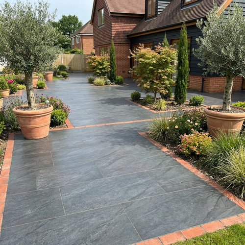 Porcelain paving slabs black - slabs,