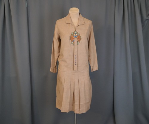 Vintage 1920s embroidered wool - 1920s,