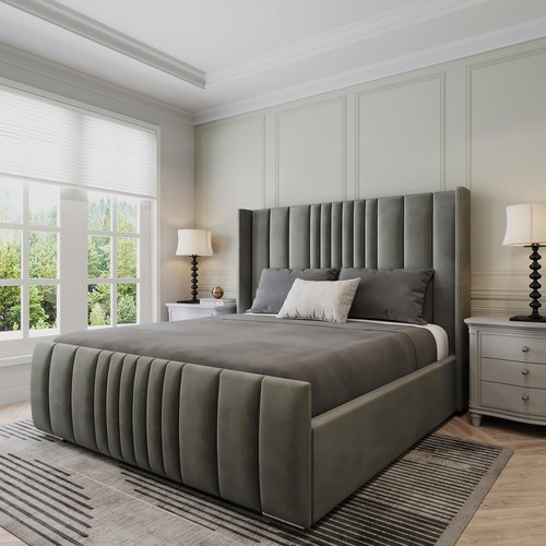 Winged panel bed frame plush - panel,