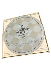 Fleur De Lis Counter Art Tempered Glass Lazy Susan Turntable 14 Inch Platter