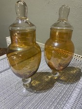 Vintage Italian Empoli glass apothecary or bonbon jars
