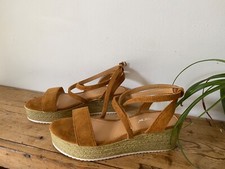 Wedge Sandals size 39 Tan Suede