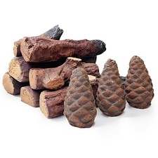 Gas Fireplace Logs 10pcs Small Firepit Logs Decorative Ceramic Firewood Log Set