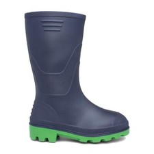 Boys Wellies Blue Kids Girls Navy Wellington Welly Slip On Cleated Chunky SIZE