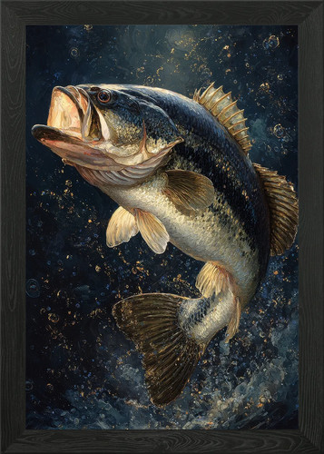 Bass fish underwater painting - fish,