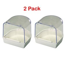 2 x Cage Aviary Bird Bath External with Hooks for Canary Finch Birds