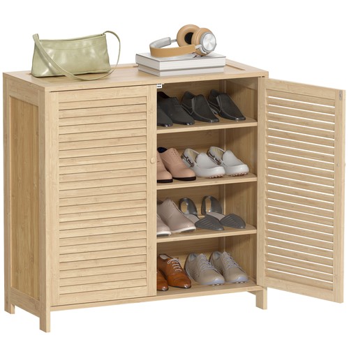 Homcom bamboo shoe cabinet - bamboo,