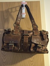 Mulberry Roxanne Thick Leather Shoulder Hand Bag in Brown Dark Oak Colour