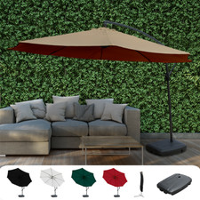 LARGE GARDEN CANTILEVER PARASOL WITH CRANK FOR PATIO SUN SHADE HANGING UMBRELLA