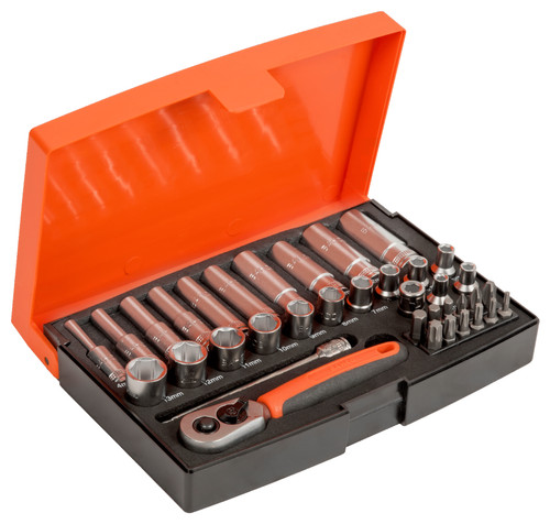 Bahco sl25l socket set - socket, 1/4"
