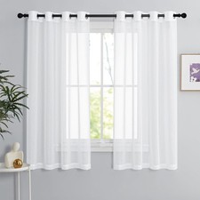 Voile Curtains White Sheer Eyelet Curtain Set of 2 H 160 x W 140 cm Living Room...