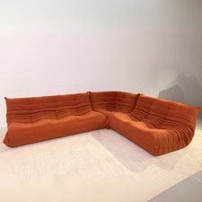 Fully Customizable Orange Modular Floor Sofa Set, 3 Seater, 2 Seater, Corner