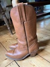 Frye Cowboy Boots US Size 7.5B, UK Size 5, Tan Leather