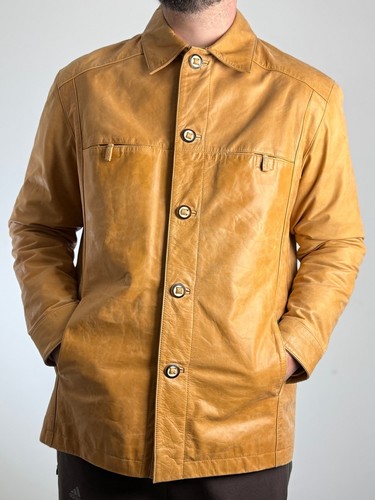 Vintage leather shirt jacket - vintage,