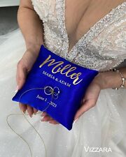 Ring bearer Royal blue wedding, Personalized, Wedding ring pillow Minimalist