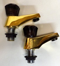 Gold/brass plated bath taps - 1970s 1980s retro vintage rare items