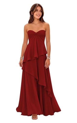 Strapless ruffle chiffon - strapless,