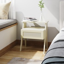 Bamboo Bedside Table Cabinet End Side Table Bedroom Furniture Storage Nightstand