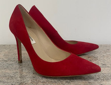 Ladies red suede court shoes