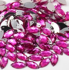 50 x Pink Sew on Acrylic Tear Drop Diamante Crystal Gems Rhinestone 7x15mm #1