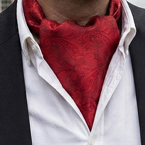 Men red paisley ascot - red,