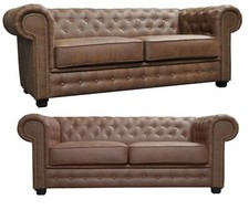 Chesterfield Sofa Astor Brown 3+2 Seater Sofa Set Armchair Sectional Sofa Bed