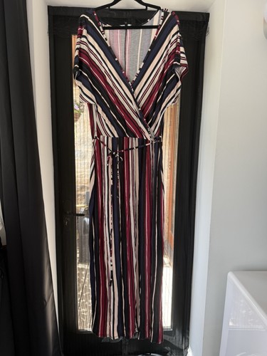 Red navy cream striped - +,