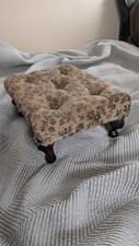 Victorian Walnut Footstool The Floral Over Seat Raised On Carved Cabriole Legs
