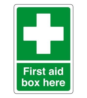First aid box here safety - first,