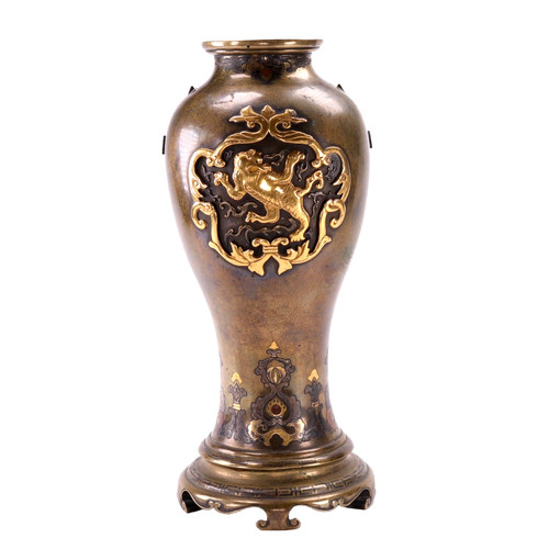 Japanese bronze meiji vase - japanese,