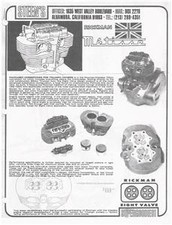 Rickman Metisse Weslake T120 Triumph 8 valve brochure & Parts List COPIES