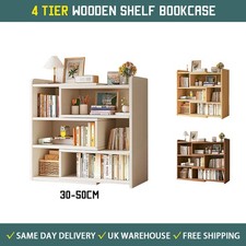 Wooden Shelf Bookcase Shelving 4 Tier Display Storage Unit Stand Stretchable
