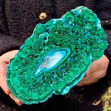 2.27LB Rare natural high-quality blue-green silicon peacock stone restoration