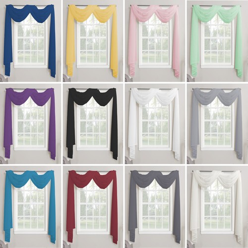 Plain voile net curtain scarf - net,