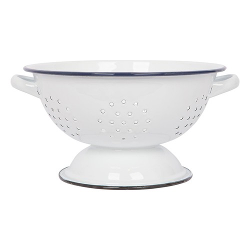 White enamel colander 23 5cm - enamel,