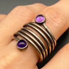 Vintage Amethyst Silver Ring Size 6.5