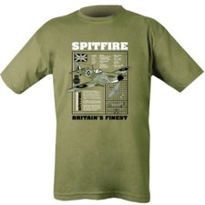 MILITARY SPITFIRE T-SHIRT MENS S-2XL RAF ARMY TOP WW2 FIGHTER PLANE 100% COTTON