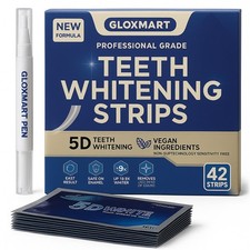 5D Teeth Whitening Strips 42 Count + Pen | Professional Grade, Sensitivity Free