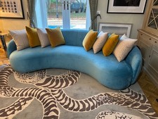 Unused Ex Showhome project stunning turquoise velvet curved sofa rrp £2850. A