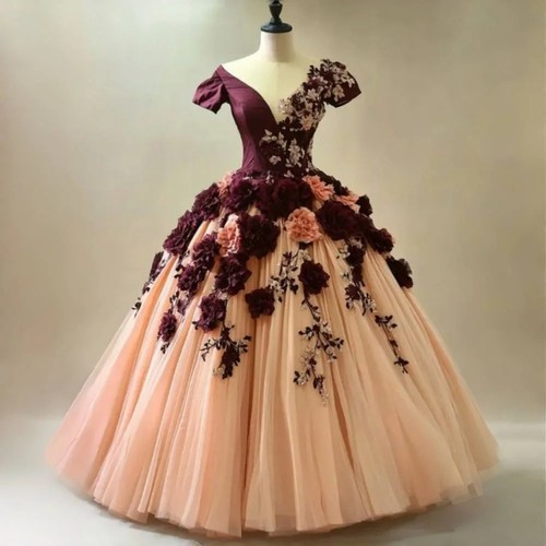 Vintage flower prom dress - flower,
