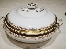 Keeling & Co 'Losol Ware' Tureen With Lid, Gold Patterned Trim 23 cm Dia 