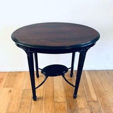 Vintage Black Gloss Dark Wood Contrast Lamp Stand Hall Table 78cm