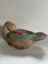 Vintage Hand Carved Wooden Duck Ornament Vgc