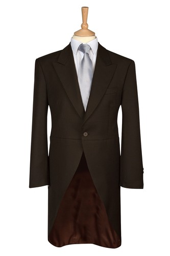 Men brown wool tailcoat - wool,