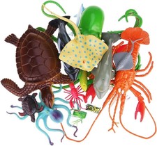 Nabance Large Sea Animal Figures Toys 18PCS Plastic Sea Creatures for Bath Ocea