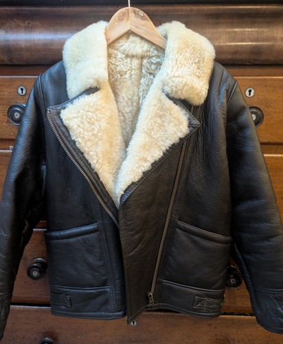 Men brown sheepskin leather - sheepskin,