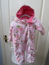 Feu Follet Corduroy Pramsuit 6-9m Pink Floral Snowsuit French Padded Quilted  