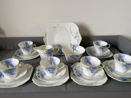 Shelley silver sage tea set - shelley,