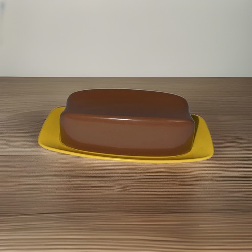 Vintage butter dish yellow - butter,